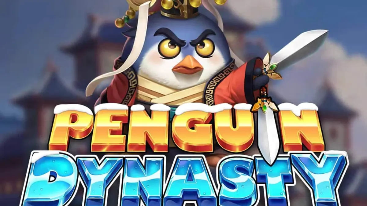 Tampilan visual slot Penguin Dynasty dengan tema kaisar penguin